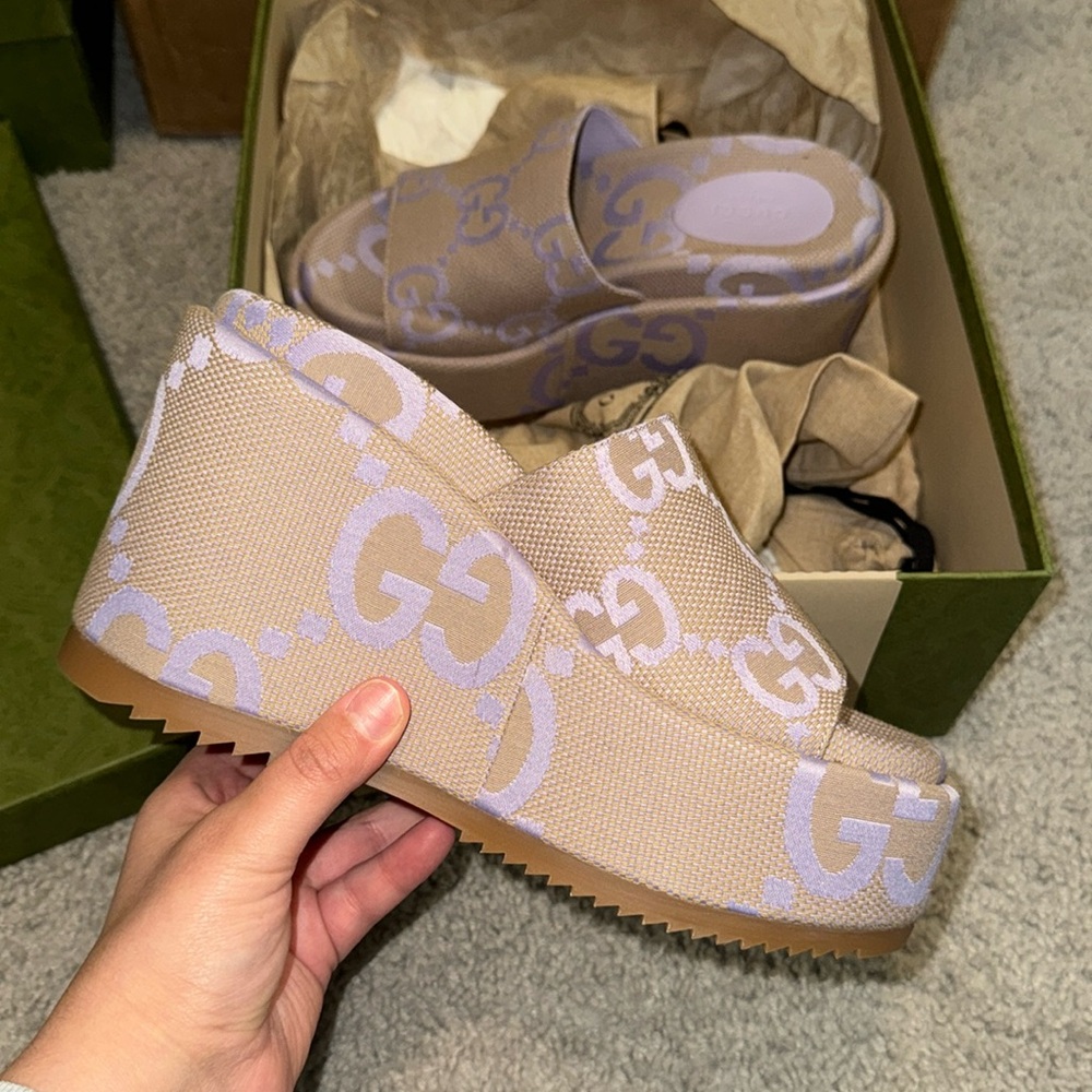 Gucci Jumbo GG Platform Slide Sandal!